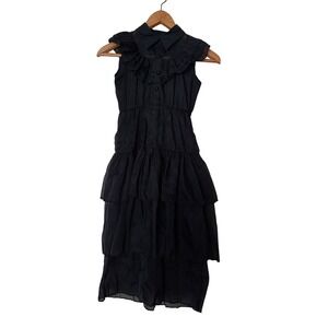 Wednesday Addams Costume Girls 8-9 Years Black Tiered‎ Dress Belt Wig Set Gothic